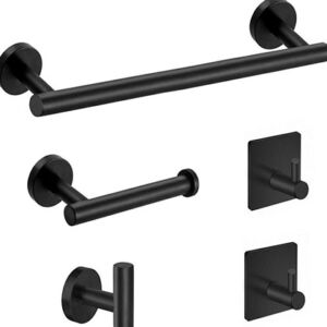 5 PCS Matte Black Bathroom Hardware Set