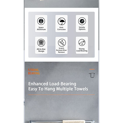 Bathroom Shower Towel Rail No-drilling(Glue)