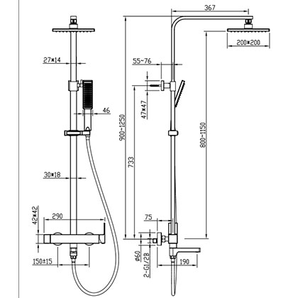Smart Thermostatic Cartridge Bathroom Brass Shower Faucet Mixer Tap Column Set Kit