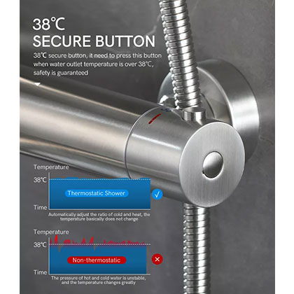 Smart Thermostatic Cartridge Bathroom Brass Shower Faucet Mixer Tap Column Set Kit