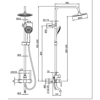 Fashionable Black Color Shower Faucet Set