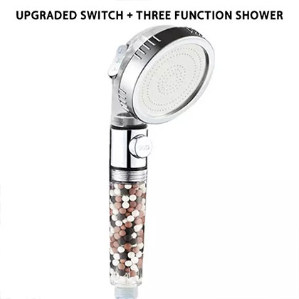 Iridescent 3-mode Portable Ionic Pure Hand Shower Filter Head Ionic Mineral Stones Water-saving Rain Hand Held Shower Hand Spa