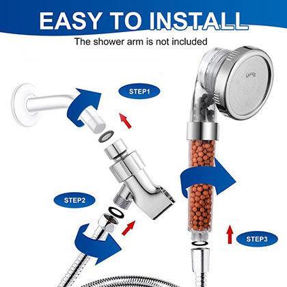 Factory Supply Amazon Hot Selling Three-mode Negative Ion Filter Hand Shower Head Shower Bath High Pressure Hand Water-saving Shower