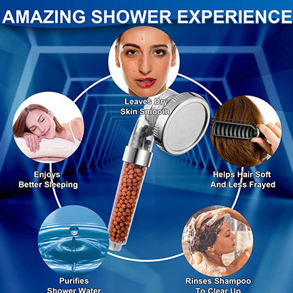 Factory Supply Amazon Hot Selling Three-mode Negative Ion Filter Hand Shower Head Shower Bath High Pressure Hand Water-saving Shower
