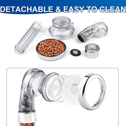 Factory Supply Amazon Hot Selling Three-mode Negative Ion Filter Hand Shower Head Shower Bath High Pressure Hand Water-saving Shower