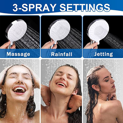 Amazon Hot Selling High Pressure Water Saving 3Functions Hand Shower with ABS Material