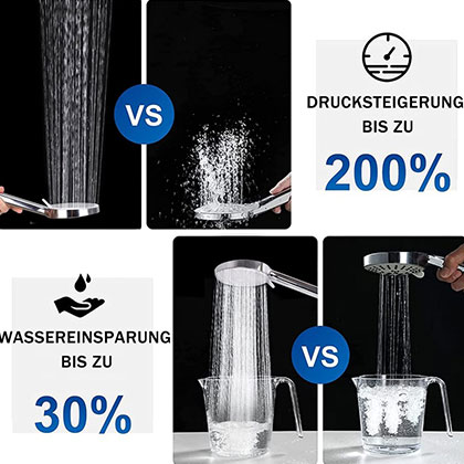 Amazon Hot Selling High Pressure Water Saving 3Functions Hand Shower with ABS Material