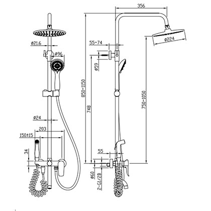 4 Functions Brass Bathtub Bathroom Shower Faucets Mixers
