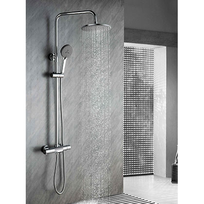 Three Functions Smart Adjustable Temperature Bathroom Brass Shower Faucet Mixer Tap Column Set Kit