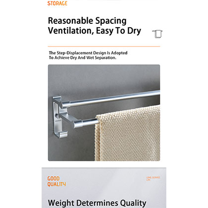 Bathroom Shower Towel Rail No-drilling(Glue)